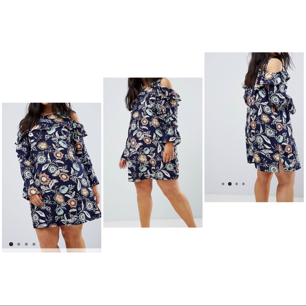 Asos AX Paris Plus Floral Cold Shoulder dress